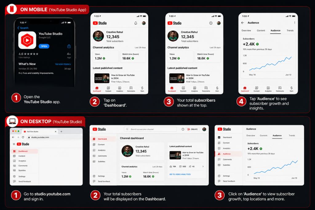 How to View Your YouTube Subscribers on Mobile & Dektop