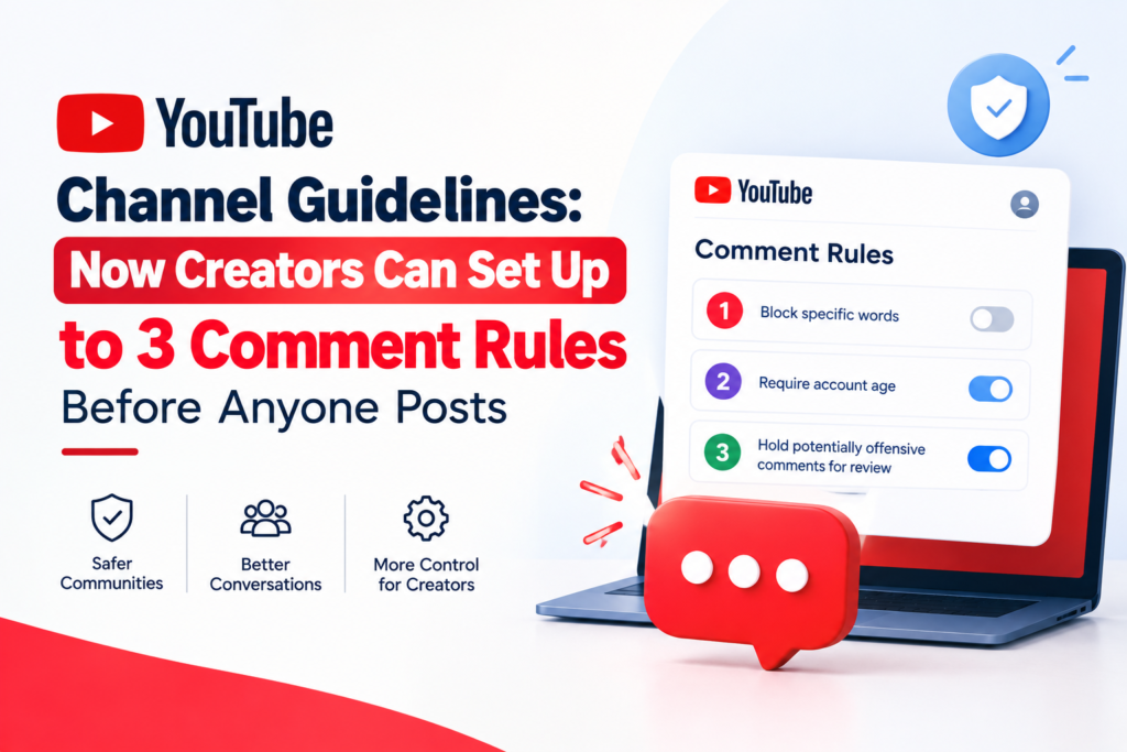 YouTube Channel Guidelines: Now Creators Can Set Up to 3 Comment Rules Before Anyone Posts